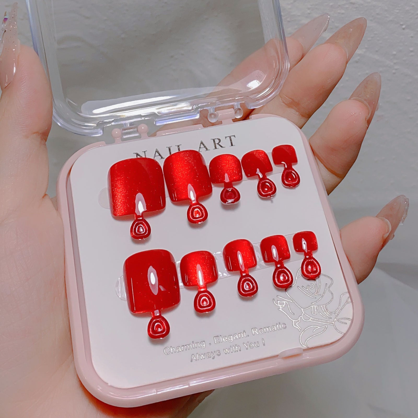 A manicure handmade wear nail spar cat eye flash drill foot nail patch wear nail foot manicure fake nail wholesale - Mixbatch