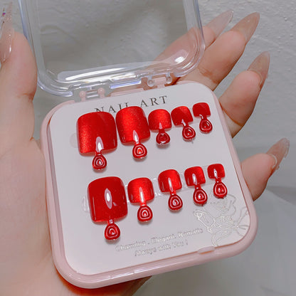 A manicure handmade wear nail spar cat eye flash drill foot nail patch wear nail foot manicure fake nail wholesale - Mixbatch