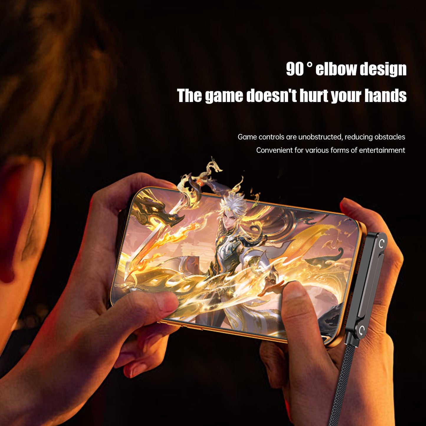 A zinc alloy braided bracket elbow fast charging data cable