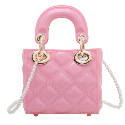 A summer new jelly bag children's bag mini bag diamond Princess Diana bag pvc bag pearl messenger women's bag - Mixbatch