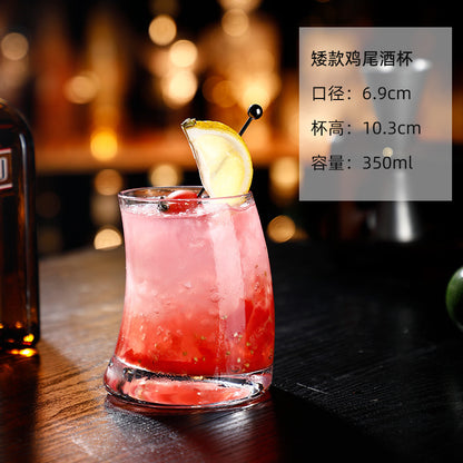 A ins Nordic style creative vertical pattern cup special-shaped glass Internet celebrity crescent moon cup juice cup mojito cocktail cup