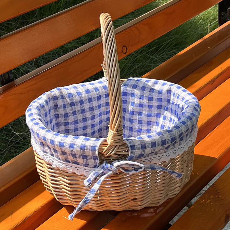 A Portable rattan storage basket Outdoor willow picnic basket Sundries storage ins Wind gift basket Rattan woven basket