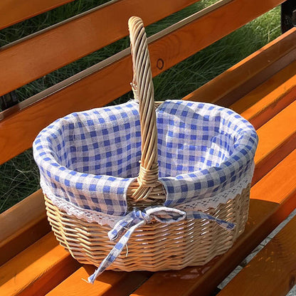 A Portable rattan storage basket Outdoor willow picnic basket Sundries storage ins Wind gift basket Rattan woven basket