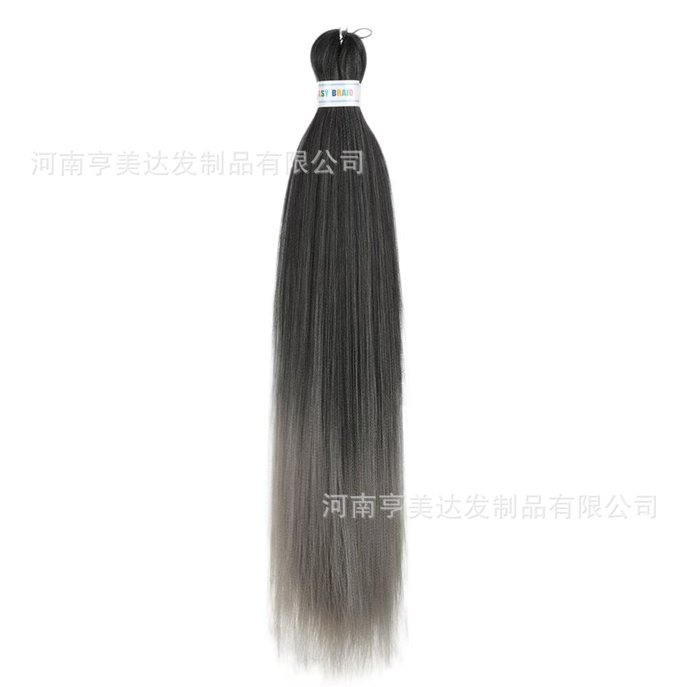 A EZ Color 26inch Women Chemical Fiber Long Straight Hair Large Easy Braided Hair Low Temperature Silk Long Straight Hair Wig - Mixbatch