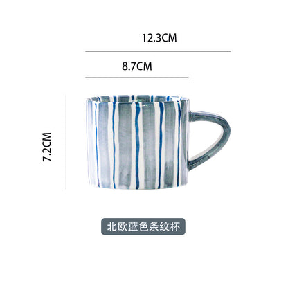 A Nordic hand-painted retro coffee cup and saucer set
