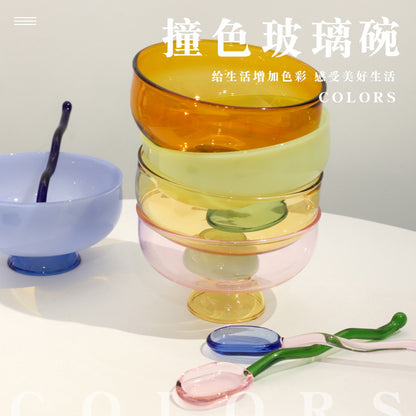 A glass bowl fruit salad bowl set
