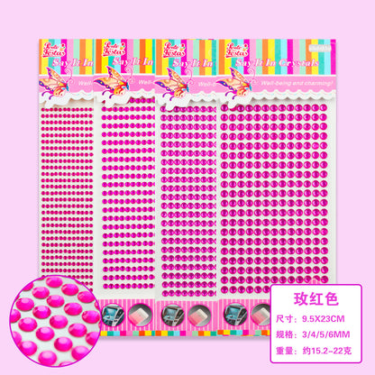 A diamond sticker handmade creative diamond pearl sticker flat bottom diamond decorative car sticker acrylic diamond universal color sticker - Mixbatch