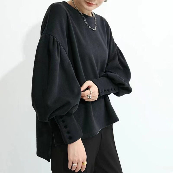 A casual top with long sleeves