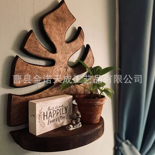 A new wooden creative wall hanging texture wooden indoor and outdoor potted plants wall hanging wall