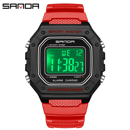 A fashionable small square electronic watch male and female students Korean version simple multi-function luminous waterproof watch factory wholesale