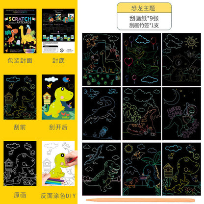 A spot wholesale children's colorful DIY scratch, creative graffiti scratch book kindergarten art fun scratch paper - Mixbatch