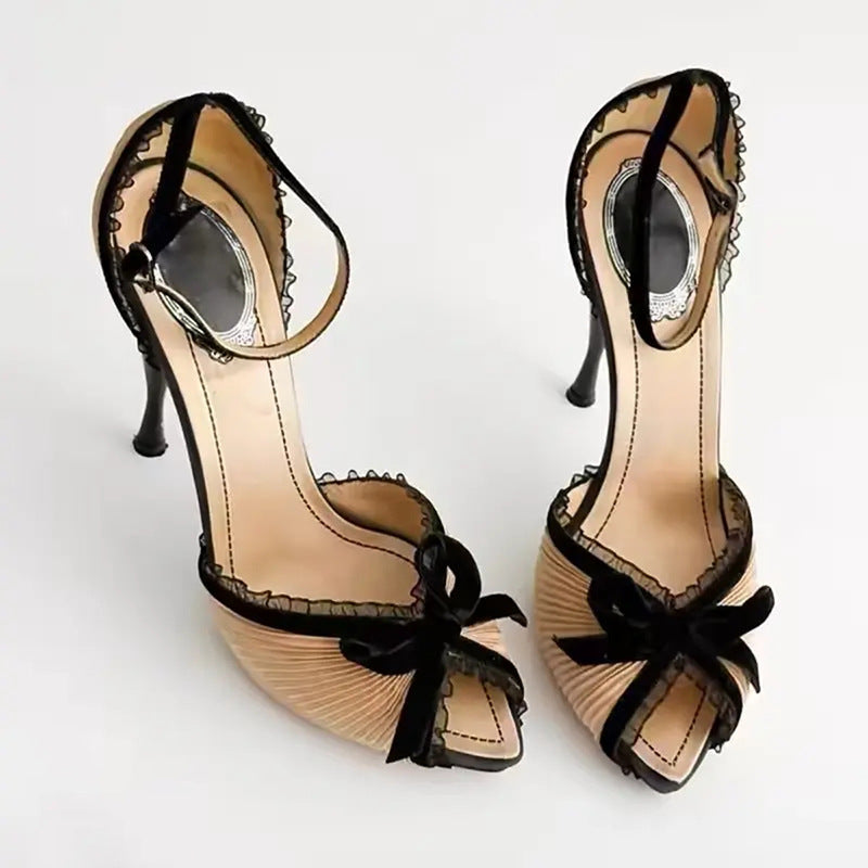 P lolita bow lace high heels