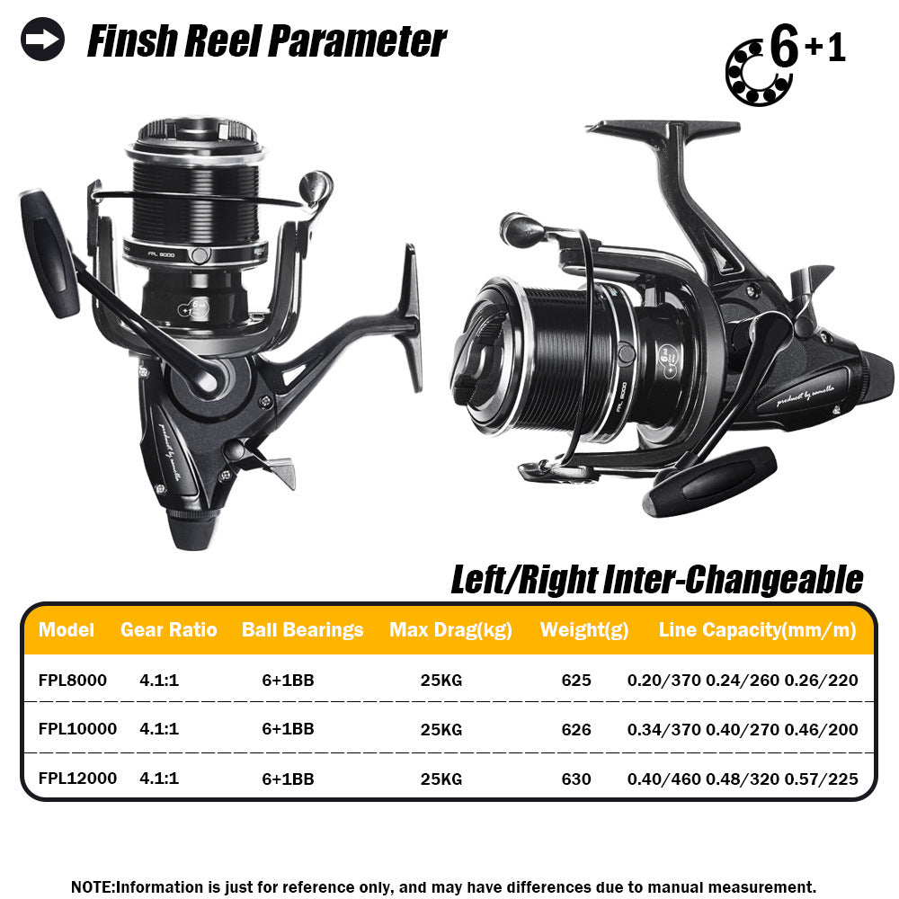 A new extra large far cast wheel double brake spinning wheel double guide rod worm shaft structure carp fishing wheel
