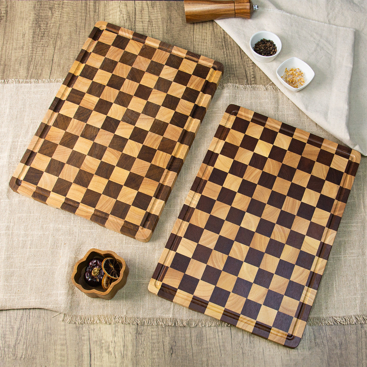 A Rubber wood vertical cutting board Household cutting board Fruit board Kitchen complementary food Acacia wood Extra large thickened chopping board