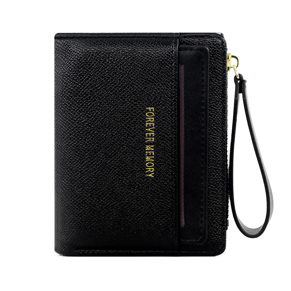 A new women's wallet short solid color card bag women's high-end cross-border zipper change bag source manufacturer