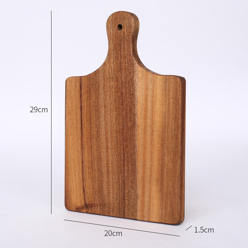 A Acacia wood pizza tray with handle solid wood cheese bread tray household steak plate, creative wooden small cutting board