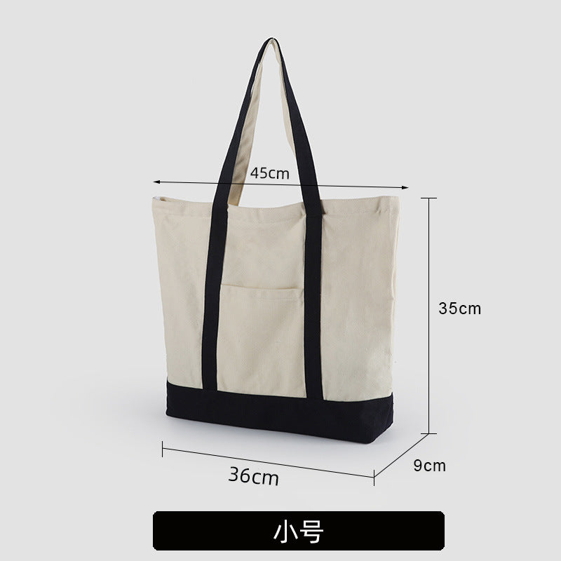 A thickened canvas supermarket environmental protection bag large capacity new cross-border grocery shopping bag strong zipper tote bag can be printed logo - Mixbatch