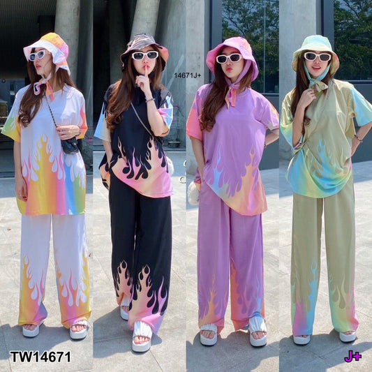 A summer new tie-dye short-sleeved trousers two-piece vacation beach set wholesale