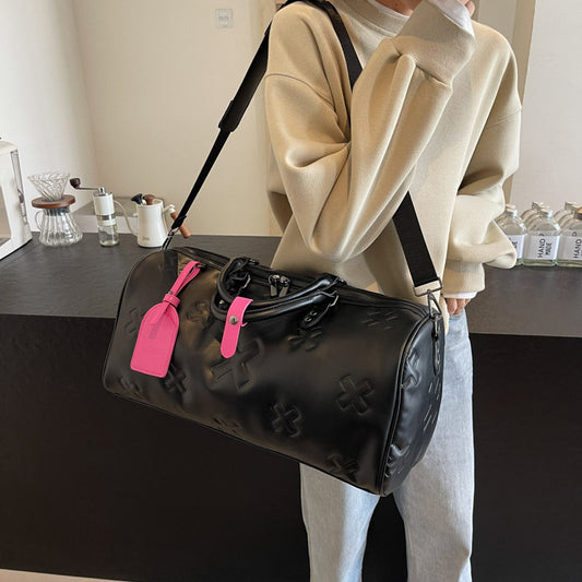 A new PU embossed fashion travel bag women's large-capacity hand luggage bag men's and women's sports suitcase fitness