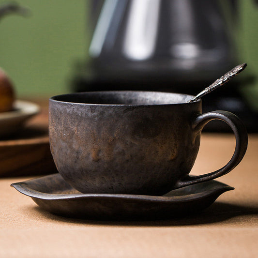 A ceramic cup and saucer set