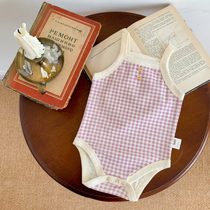 A baby summer camisole, fart jacket, ins, baby sleeveless, soft plaid hayi, one-piece climbing suit - Mixbatch