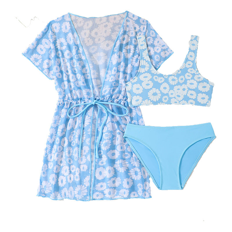 A girls three-piece swimsuit children's swimsuit baby girl summer foreign trade cross-border children's swimsuit middle and old children - Mixbatch