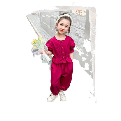 A Girls' Summer Clothing Red Foreign Style Fashion Fried Street Suit