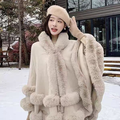 A new loose fur collar shawl