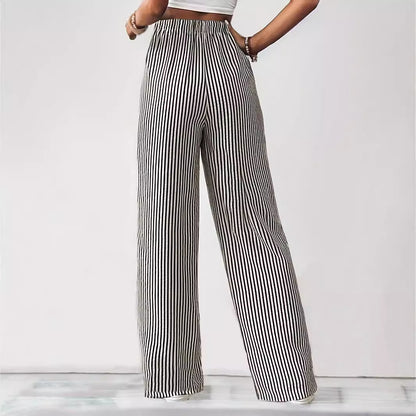 A striped casual trousers straight-leg trousers