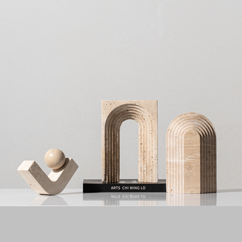 A geometric simulation travertine ornament