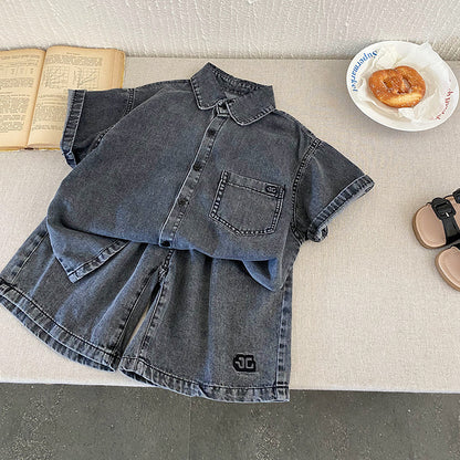 A children's clothing children's summer clothing boys denim suit summer models - Mixbatch