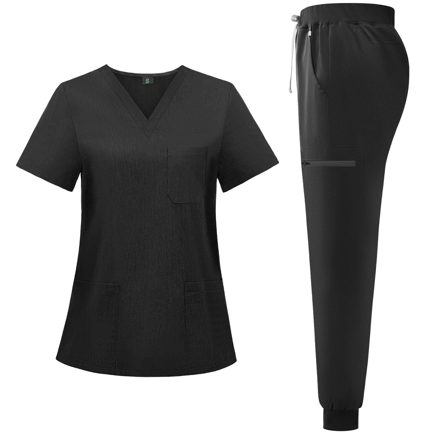 A female European and American V-neck short-sleeved hospital surgical clothes, nurse clothes, oral department nursing home pharmacy set, hand washing clothes