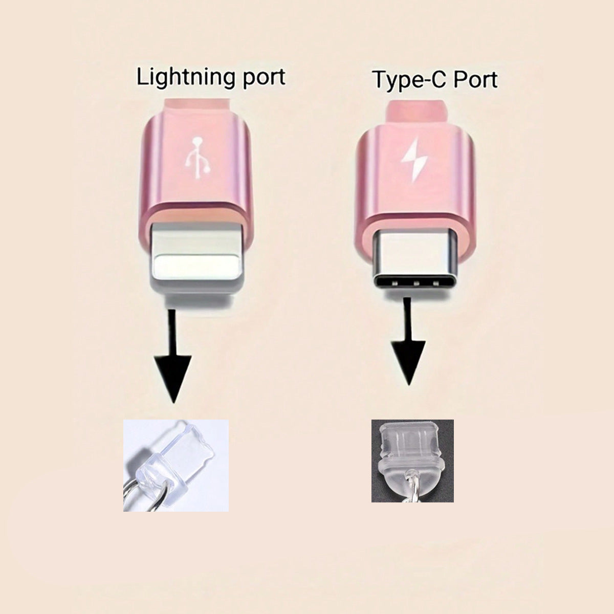 A Acrylic pendant dust plug is suitable for Apple mobile phone Lightning interface and Type-c oval interface