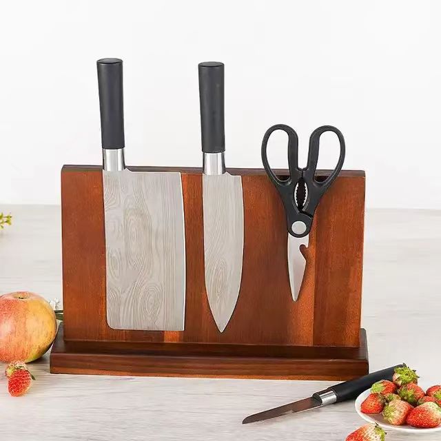 A Solid wood magnetic knife holder Household kitchen knife holder Magnetic tool rack Kitchen creative multi-functional shelf
