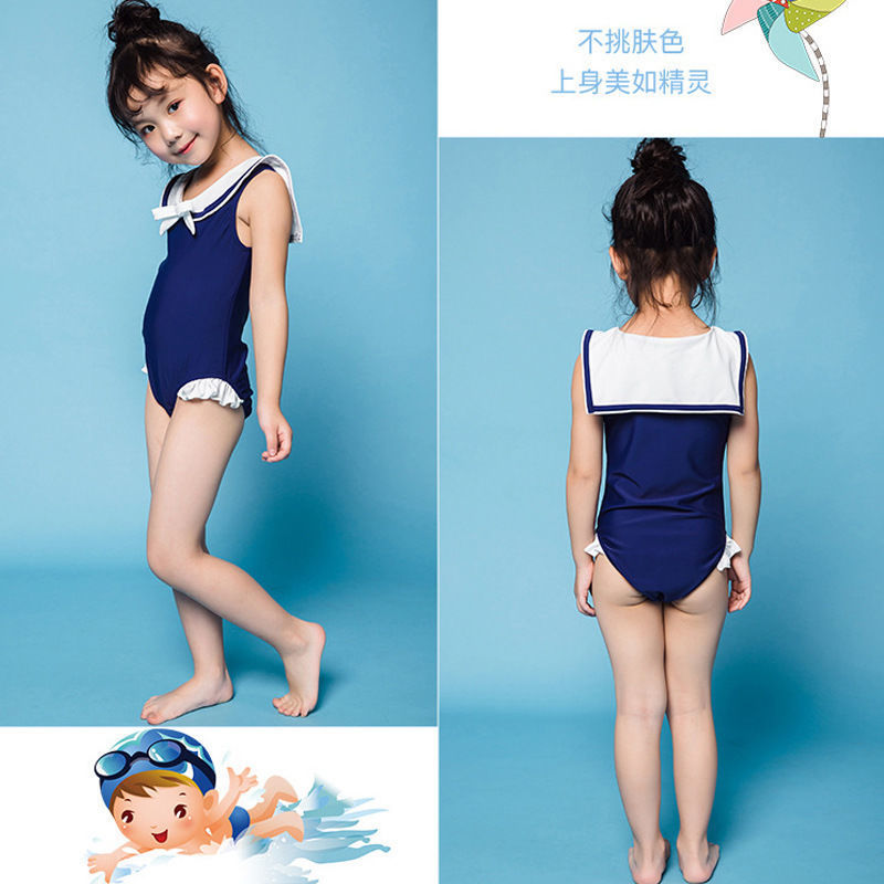 A children's swimsuit, girls' sunscreen, new Japanese and Korean style, one-piece swimsuit. - Mixbatch
