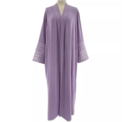 Embroidered Middle Eastern Muslim Clothing Fashion Elegant Pocket Cardigan Lace-Up Dress Robe - Mixbatch