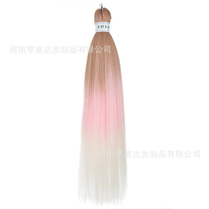 A EZ Color 26inch Women Chemical Fiber Long Straight Hair Large Easy Braided Hair Low Temperature Silk Long Straight Hair Wig