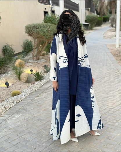 A  Pleated robe print cardigan women's clothing