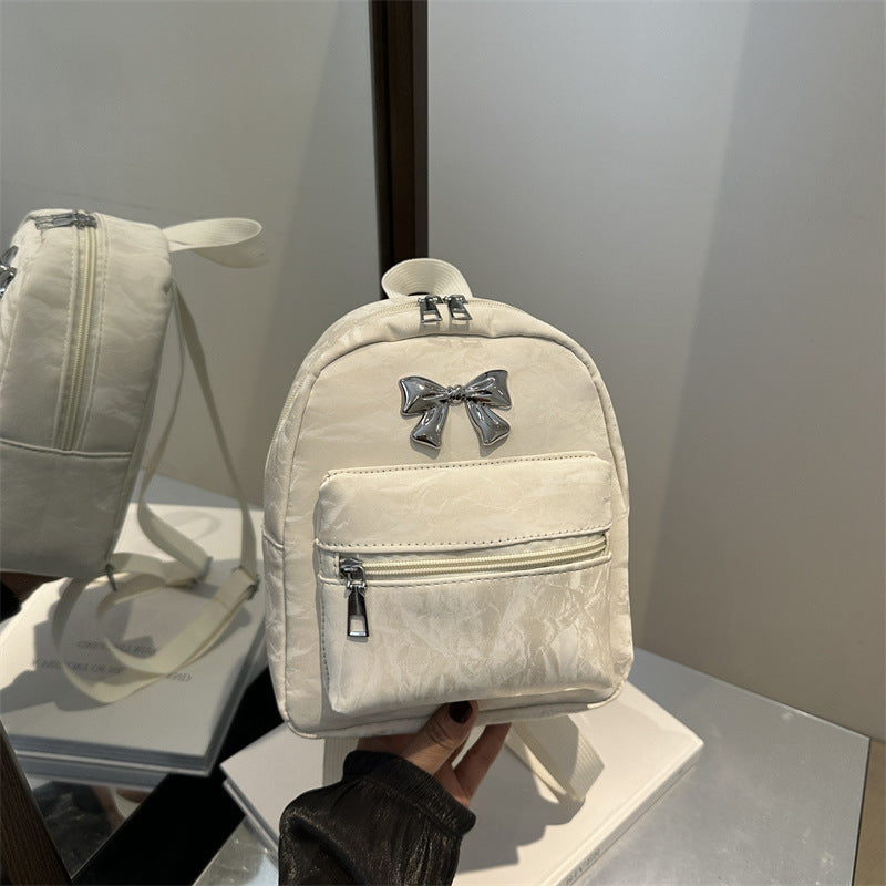 A Bow Casual Fashion Korean Edition Large Capacity College Style Girls Light Small Travel Back Shoulder Backpack Women