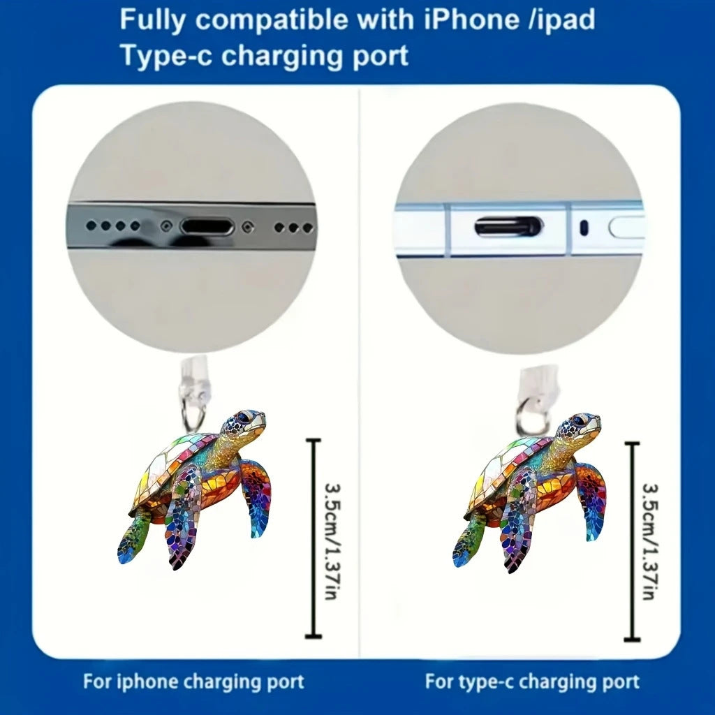A Cross-border explosion Acrylic mobile phone dust plug Love milk tea dog and cat pendant Pendant Type-C oval interface