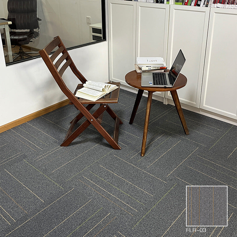 A Office  Building Meeting Room Fire Resistant Dirt Resistant Flame Retardant Environmental Protection Grey Striped Square Splicing B1 Fire Carpet