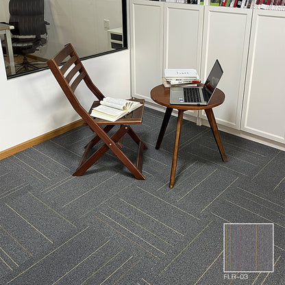A Office  Building Meeting Room Fire Resistant Dirt Resistant Flame Retardant Environmental Protection Grey Striped Square Splicing B1 Fire Carpet