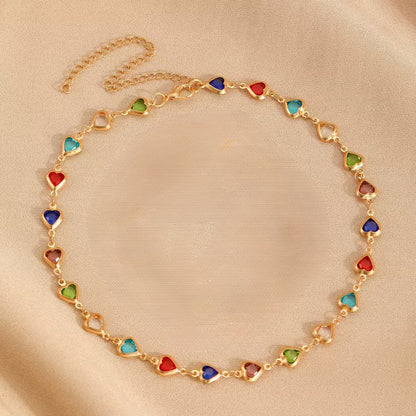 A European and American cross-border i color love zircon bracelet necklace personalized alloy heart dopamine bracelet Internet celebrity bracelet - Mixbatch