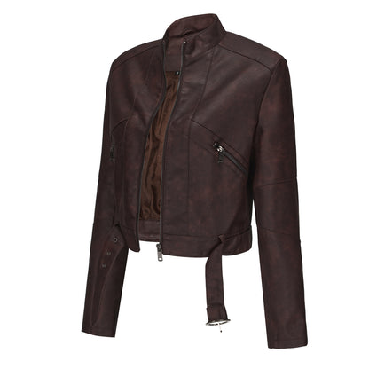 A women's leather jacket