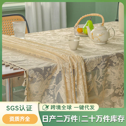 A lace rectangular table cloth