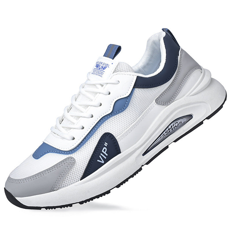 A soft-soled mesh men's shoes, new summer 2024 comfortable and trendy running sports shoes, leather non-slip and versatile casual shoes - Mixbatch