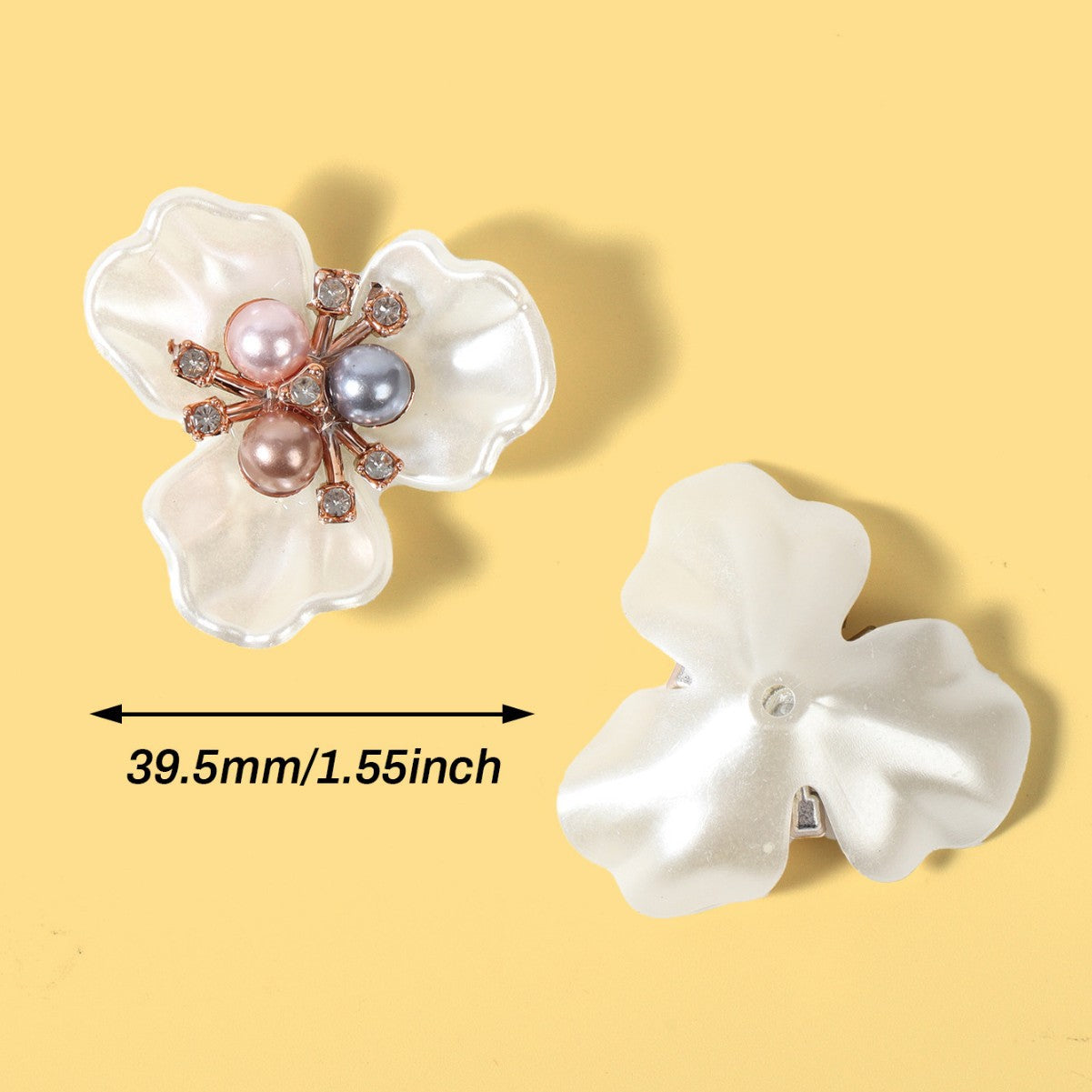 A three-leaf imitation shell petals three pearls flower heart accessories, resin flower plate DIY jewelry accessories wholesale - Mixbatch