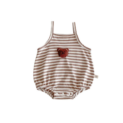 Summer Korean version baby camisole jumpsuit for boys and girls, cartoon sleeveless vest, crawling suit for newborns, thin fitting jumpsuit - Mixbatch