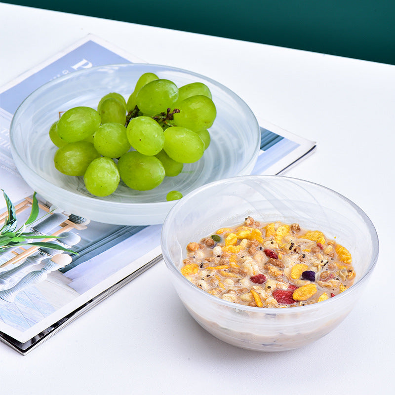 A Flanged glass dish set Plate tableware Living room Home Chinese creative ink fruit salad bowl Rice bowl