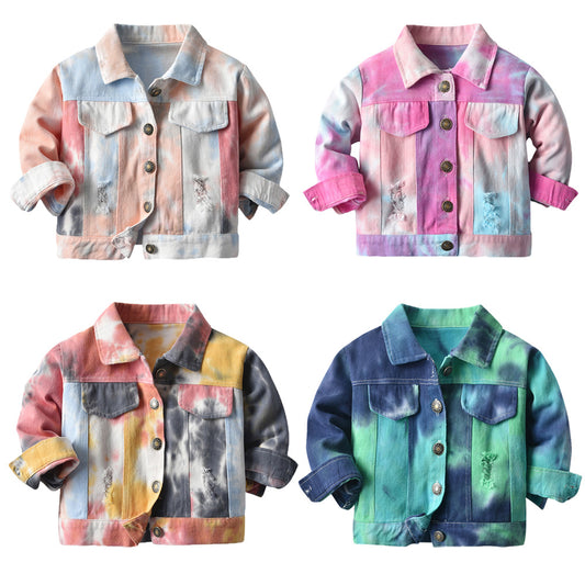 A children's tie-dye denim jacket